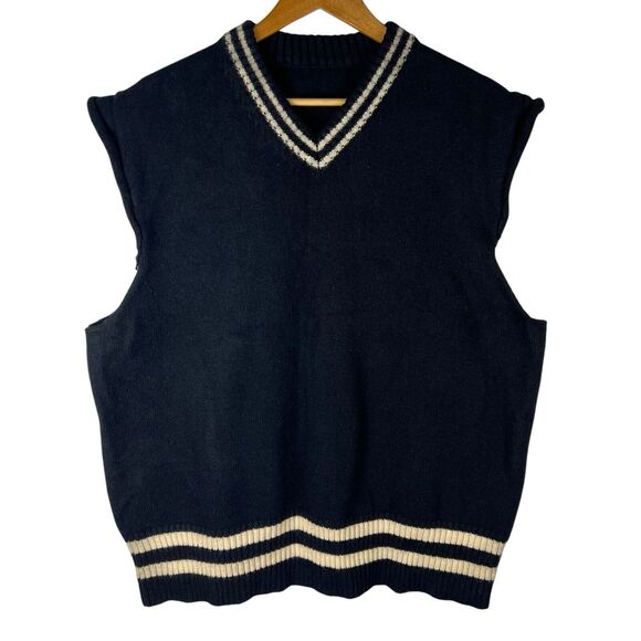 Maison Margiela Jacquard Mens Sz M Knit Vest Sweater V-Neck Oversized Italy